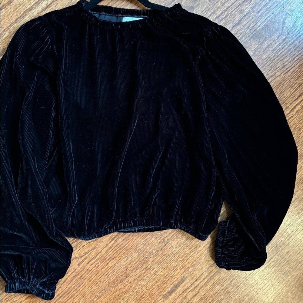Bella Dahl - Velvet Raglan Sleeve Blouse Black, Medium‎ - Picture 5 of 8